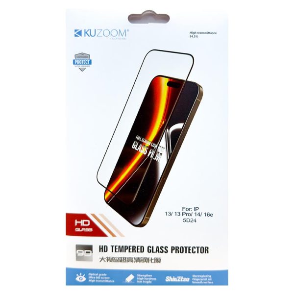 محافظ صفحه نمایش توری دار اقتصادی KuZoom مدل HD GLASS مناسب برای آیفون iPhone 13/13Pro/14/16e