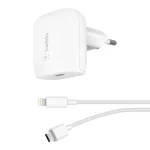 شارژر دیواری بلکین مدل WCA003vf04WH 20W به همراه کابل USB-C به لایتنینگ